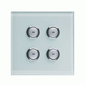 4‑gang push‑button module, white glass